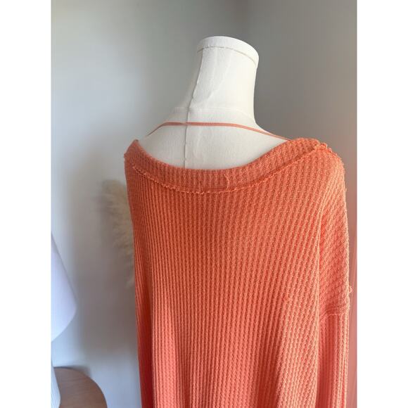Free People North Shore Thermal Tunic Top Womens XS Coral Orange - Picture 7 of 9